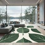 Dark Green Leafy Botanical Spread Rug