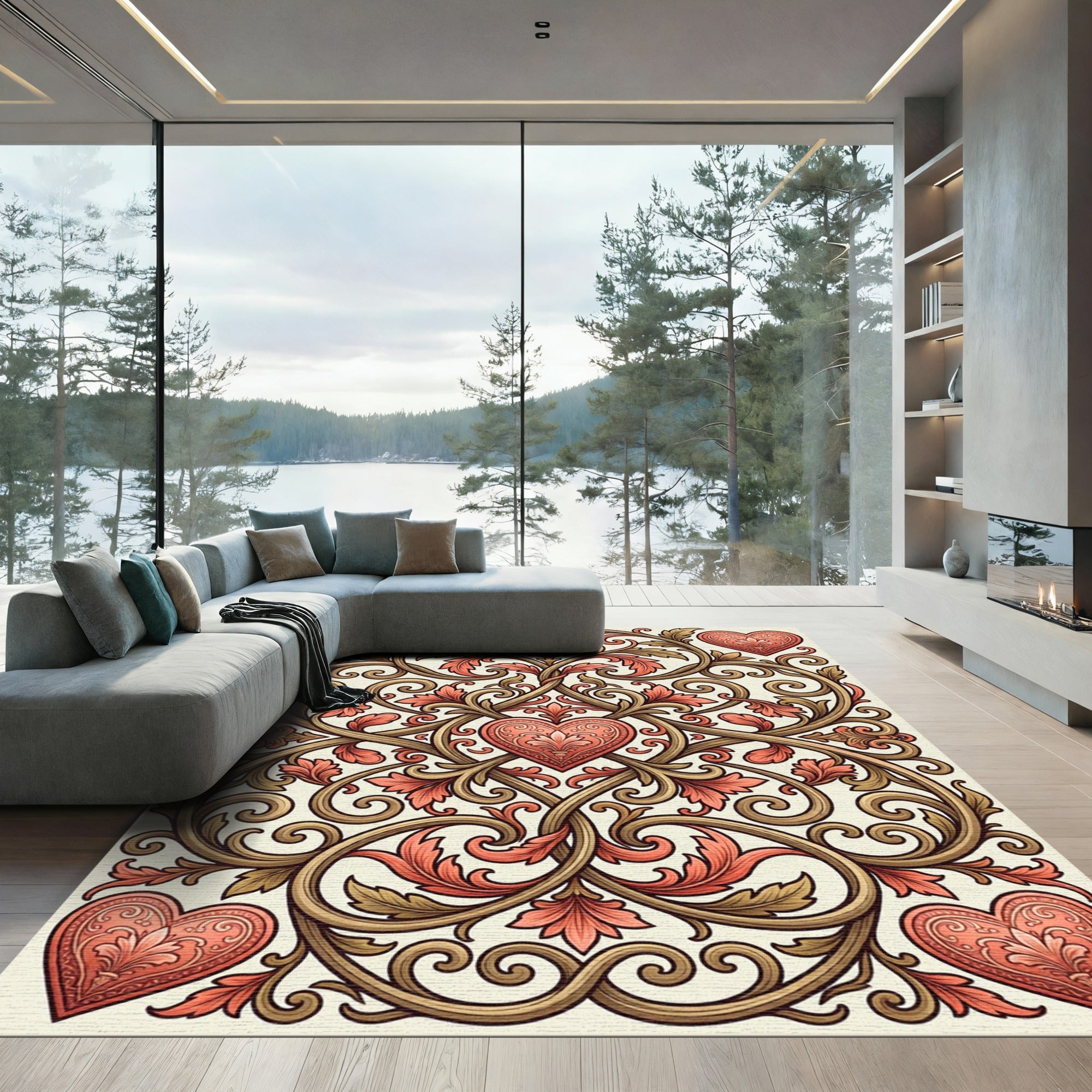 Crimson Heart Vine Flourish Rug
