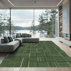 Green Pixelated Grid Lines Rug