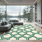 Modern Mint Geometric Honeycomb Grid Rug