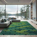 Green Gradient Scale Wave Rug