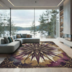 Art Nouveau Starburst Crimson Gold Rug