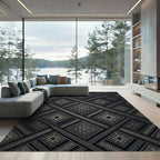 Dark Opulent Geometric Lattice Rug