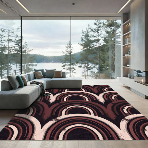 Abstract Earthy Arch Geometric Rug