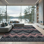 Geometric Gray and Dusty Pink Layered Triangle Rug