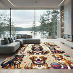 Festive Boho Dog Party Celebration Art Rug