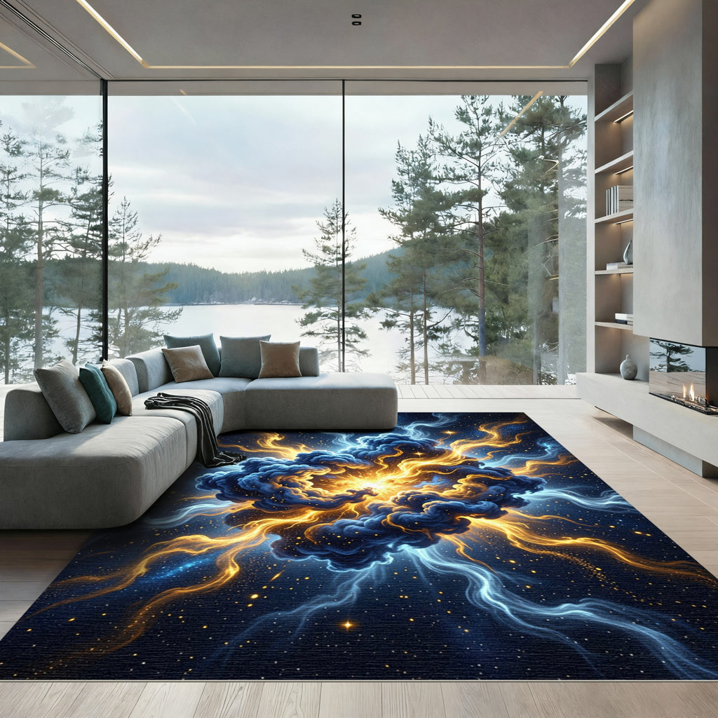 Cosmic Radiant Nebula Energy Swirl Rug