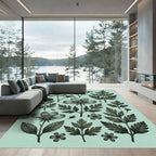 Sage Green Botanical Wildflower Meadow Rug