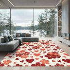 Romantic Red Sakura Cherry Blossom Heart Rug