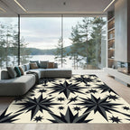 Dark Starburst Pattern On Cream Rug