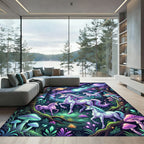 Cosmic Enchanted Unicorn Nebula Forest Rug