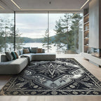Monochromatic Star Floral Arrangement Rug