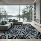 Monochromatic Feline Roundel Mandala Rug