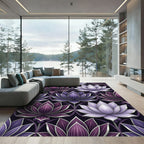Purple Lilac Lotus Blossom Medallion Rug