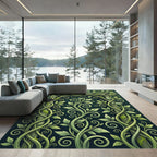 Lush Green Botanical Trellis Vine Rug