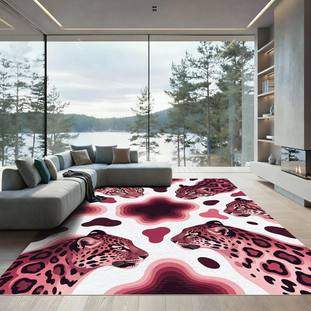 Pink Jaguar Spots Abstract Composition Rug