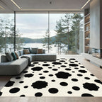 Monochrome Speckled Abstract Polka Dot Rug