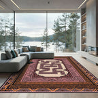 Terracotta Geometric Maze Frame Rug