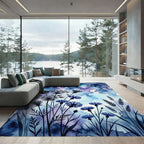 Indigo Cornflower Watercolor Meadow Rug