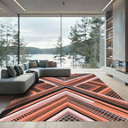 Geometric Coral Peach Angular Intersecting Lines Rug