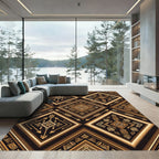 Brown Gold Tribal Diamond Arrow Rug