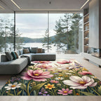 Soft Pastel Cosmos Wildflower Meadow Rug