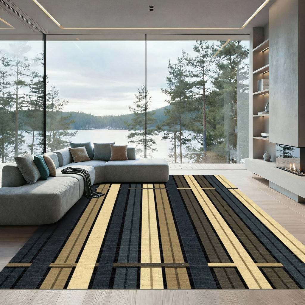 Neutral Toned Vertical Stripe Rug
