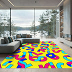 Bold Yellow Blue Pink Abstract Shapes Rug