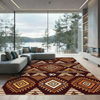 Bold Earthy Tone Geometric Diamond Rug