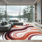Modern Abstract Terracotta Swirl Art Rug
