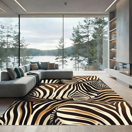 Abstract Brown Zebra Stripe Rug