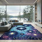 Cosmic Blue Starburst Explosion Rug