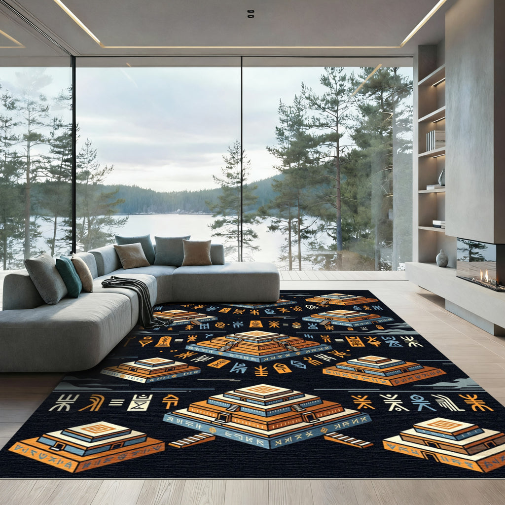 Ancient Pyramid Hieroglyph Collection Rug