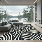 Contemporary Black and White Zebra Stripe Rug