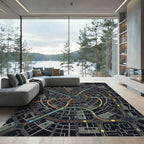 Radial City Map Swirl Rug