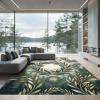 Green Olive Branch Laurel Wreath Rug