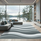 Modern Gray Wave layered Rug