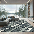 Modern Gray Intersecting Lines Rug