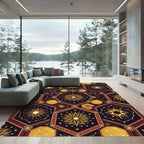 Celestial Golden Hexagon Starry Constellation Rug