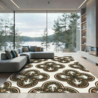 Ornate Green Leaf Clover Medallion Rug