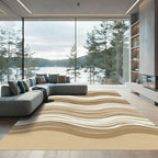 Neutral Earthy Wavy Sand Ripple Rug