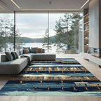 Coastal Wooden Piers Abstract Stripes Rug