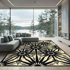 Monochrome Black and Beige Star Medallion Rug