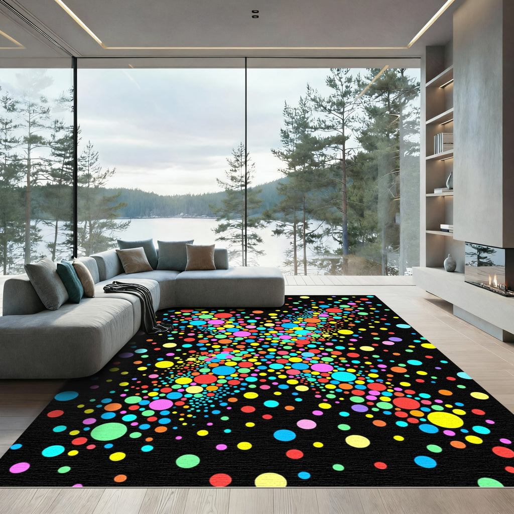 Colorful Polka Dot Burst Rug