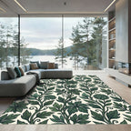 Emerald Green Floral Vine Art Nouveau Rug