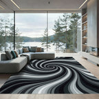 Monochromatic Abstract Optical Swirl Illusion Rug