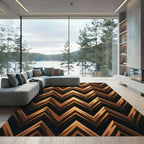 Golden Bronze Jagged Chevron Overlay Rug