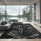 Monochrome Fan Blade Geometric Abstract Rug