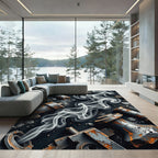 Smoky Industrial Steel Abstract Rust Art Rug