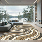 Earthy Swirl Abstract Wave Rug
